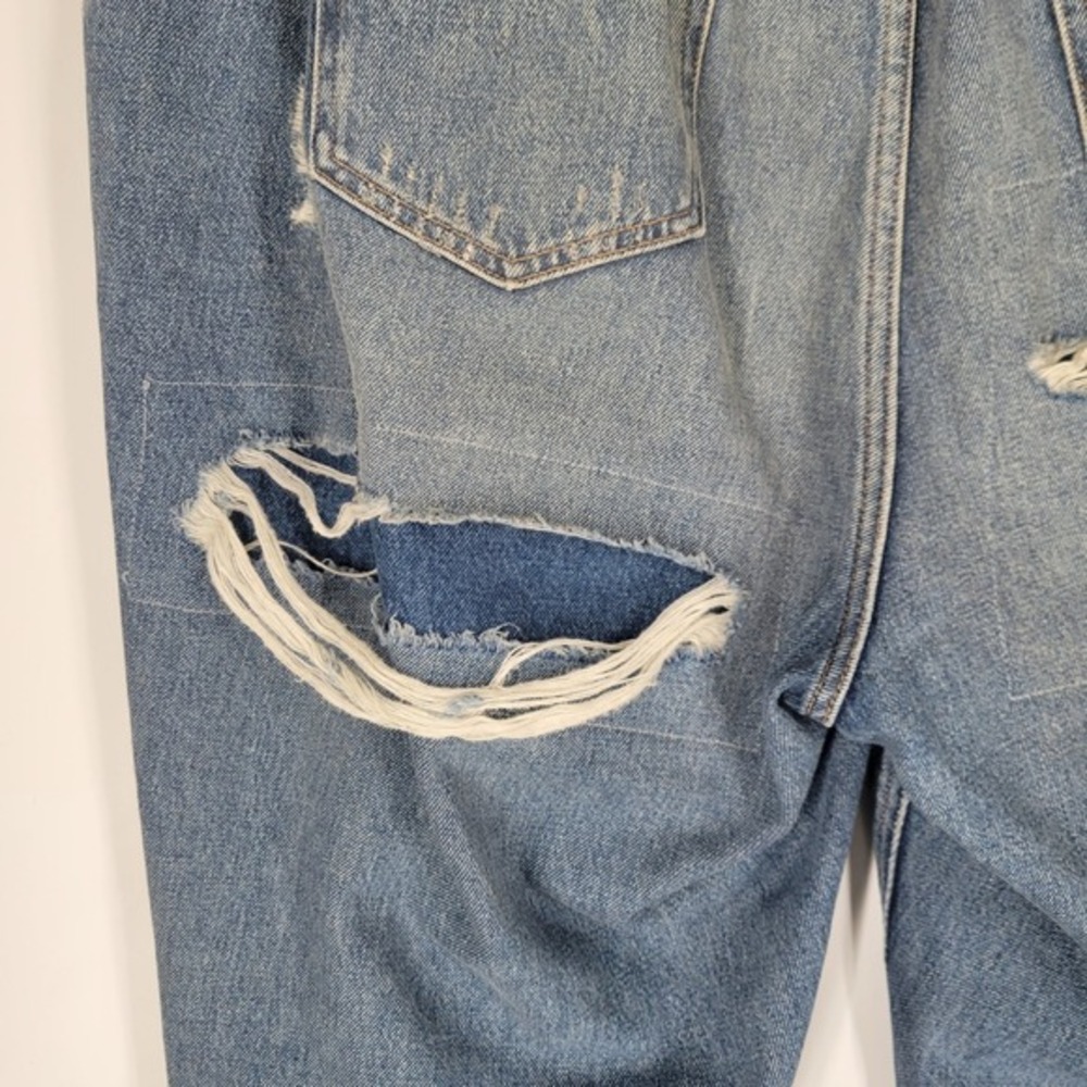Good American The Khloe Jean Super High Rise Straight Distressed Blue‎ Sz 16 CUT - Picture 7 of 10